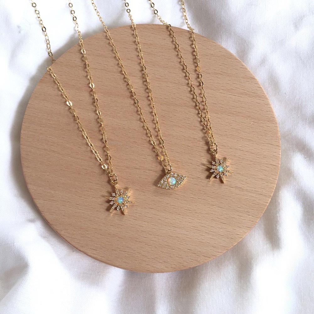 Petite Opal Pave CZ Necklace